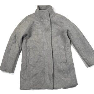 J Crew City Coat Womens 6 Petite 6P Gray Wool Blend‎ Zip Pockets F5455
